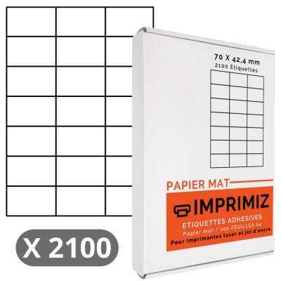 100 Feuille A4 Etiquettes Adhésives Autocollantes 70x30mm papier matte 70g Label 