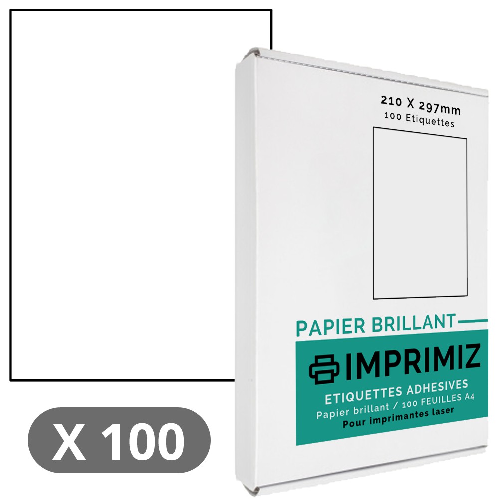 100 Feuille A4 Etiquettes Adhésives Autocollantes 50mm papier brillant 80g