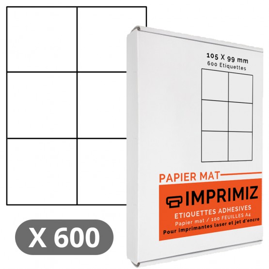 400 Étiquettes 105 X 148 mm - 100 Feuilles A4 - Papier Mat
